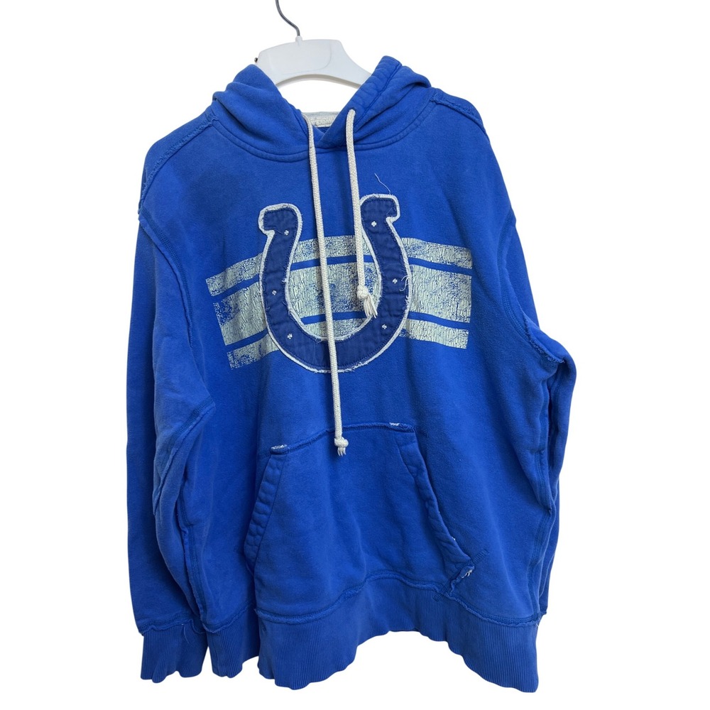 NFL Indianapolis Colts‎ Horseshoe Graphic Hoodie Blue Vintage Collection Men's L